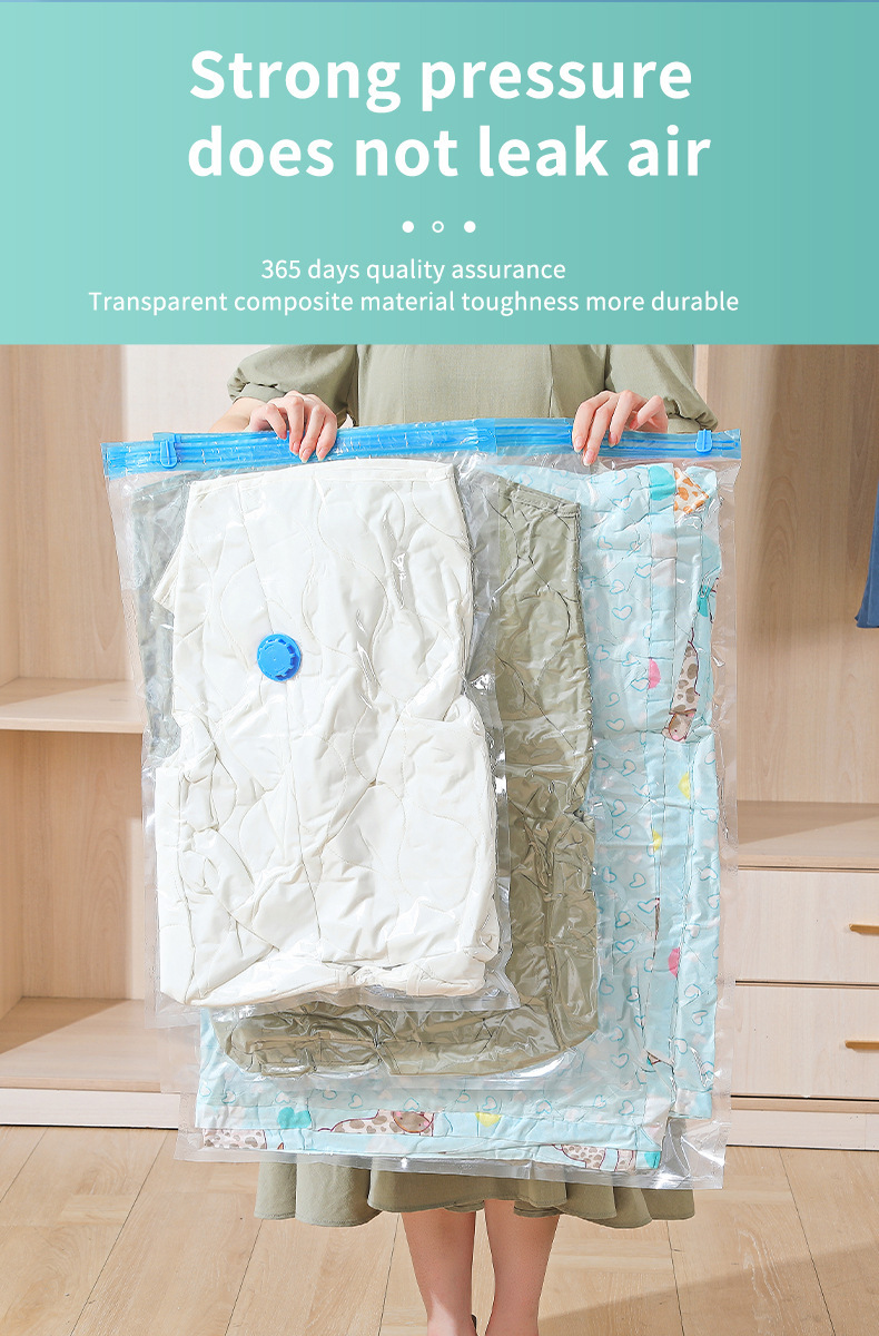 Transparent vacuum compression bag, seasonal clothing storage bag, clothes and quilt storage bag, hand roll, thickened explosion-proof zipper pic 11