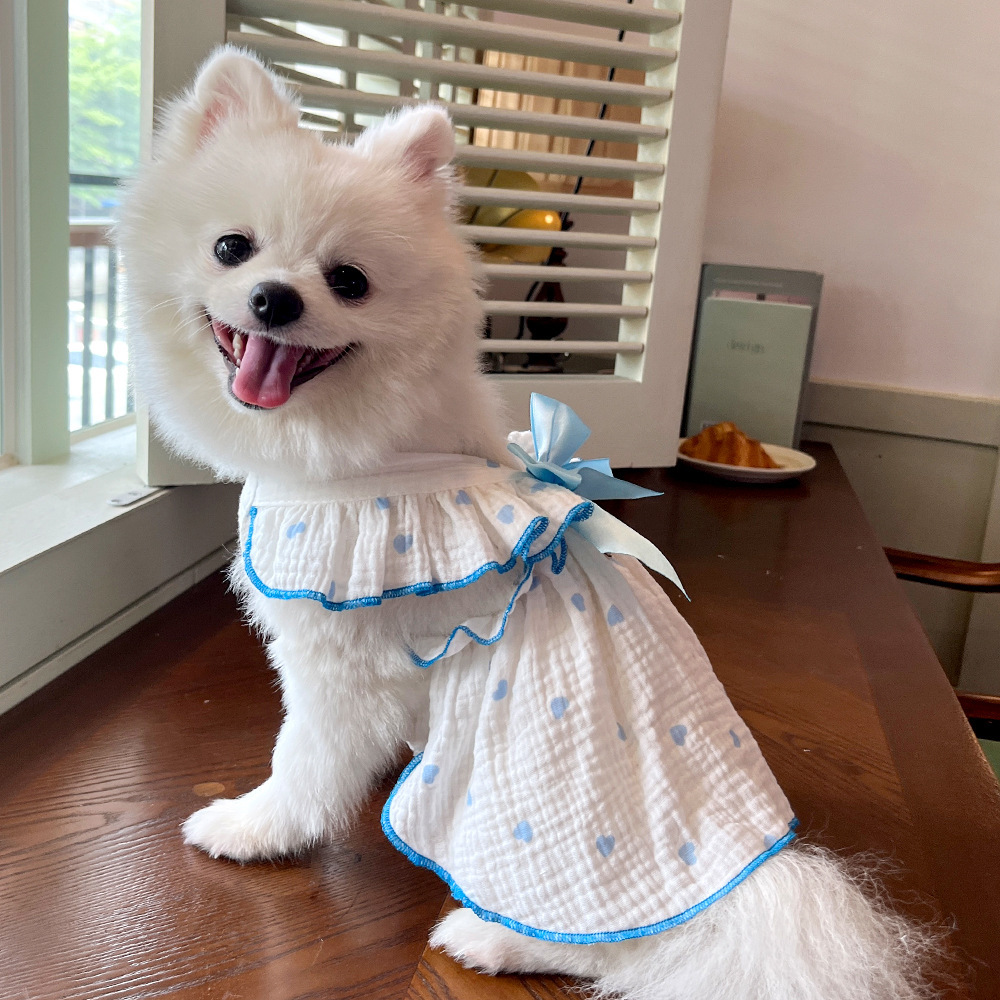 Mascotas vestido ropa ropa primavera verano perro gato teddy by bear pomerania muppet gato amor 100% algodón pic 26