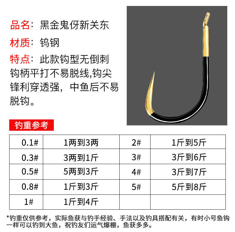钨钢黑金鬼牙鱼钩散装伊势尼歪嘴伊豆新关东无倒刺钓鲫鱼鱼钩鱼钓详情12