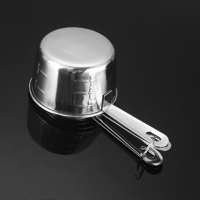 A set of 4 stainless steel measuring cups with scales, dessert coffee milk powder measuring spoons, baking utensils, 60ml-235ml pic 9