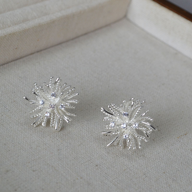欧美小众设计复古立体璀璨烟花轻奢高级感925银针个性耳钉耳饰女详情5