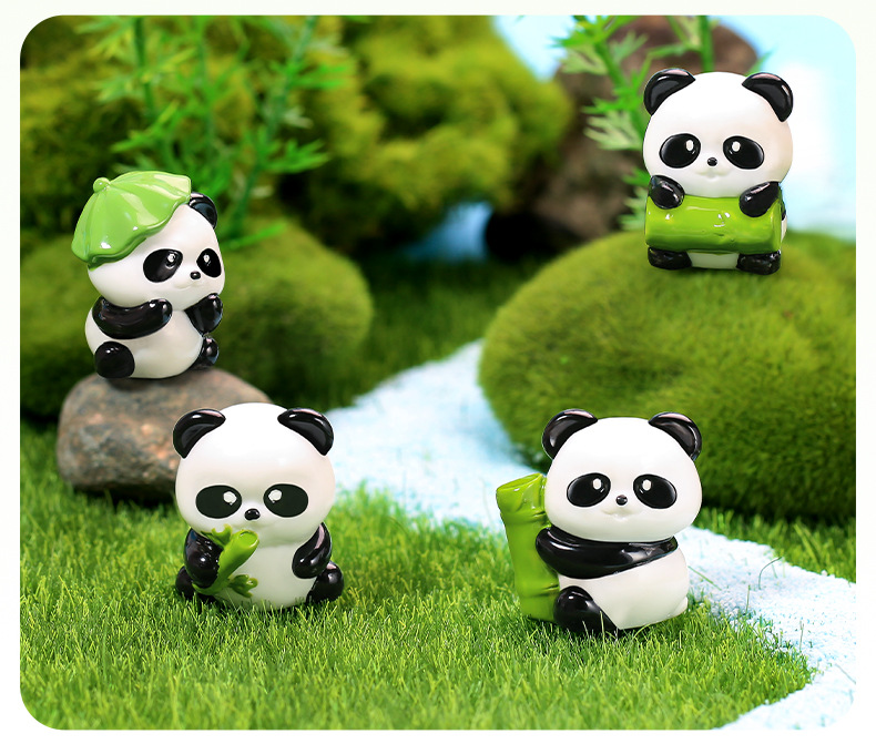 Creative new cute panda resin ornaments, home and office desktop decorations, car ornaments, keychains and small accessories pic 5