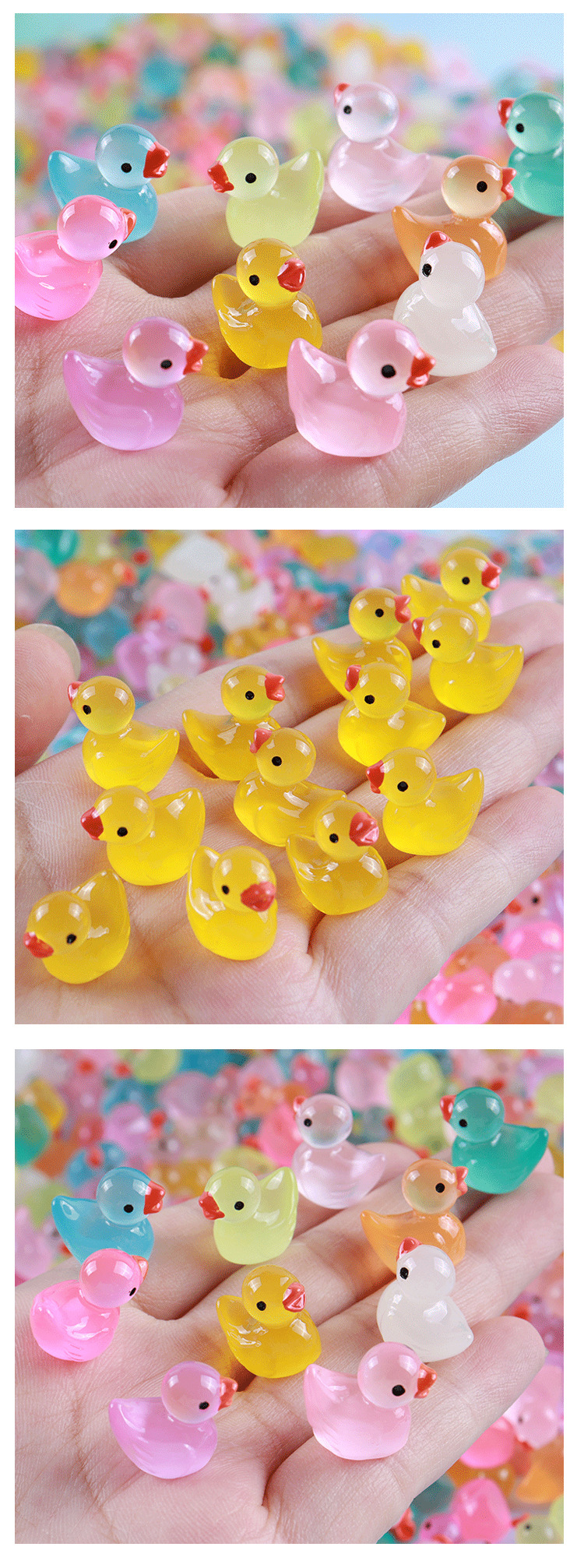 10色网红夜光小黄鸭迷你摆件车载可爱创意饰品配件手工材料现货批发详情7