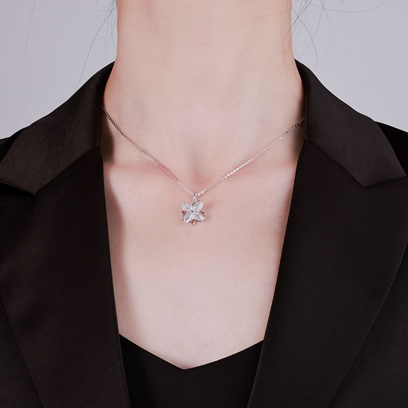 卓恒甄选S925银多层樱花项链纯银小众气质项链简约时尚梦幻吊坠详情7