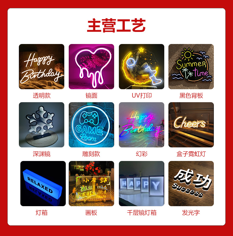 跨境led霓虹灯牌定制广告牌节日装饰灯生日聚会霓虹发光字氛围灯详情5