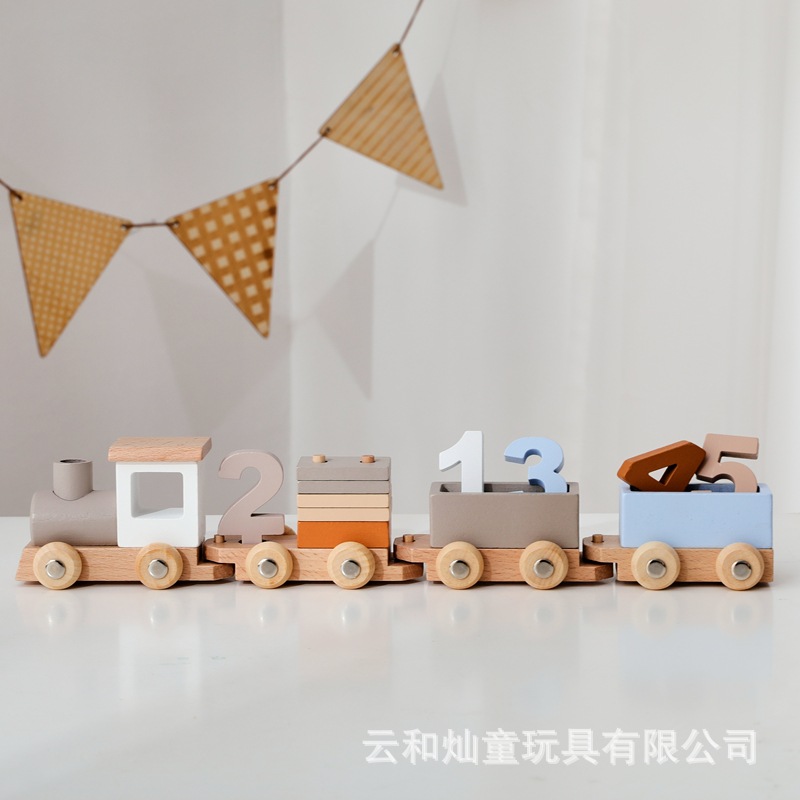 儿童木制益智玩具生日小火车宝宝启蒙堆叠认知玩具生日摆拍玩具详情5