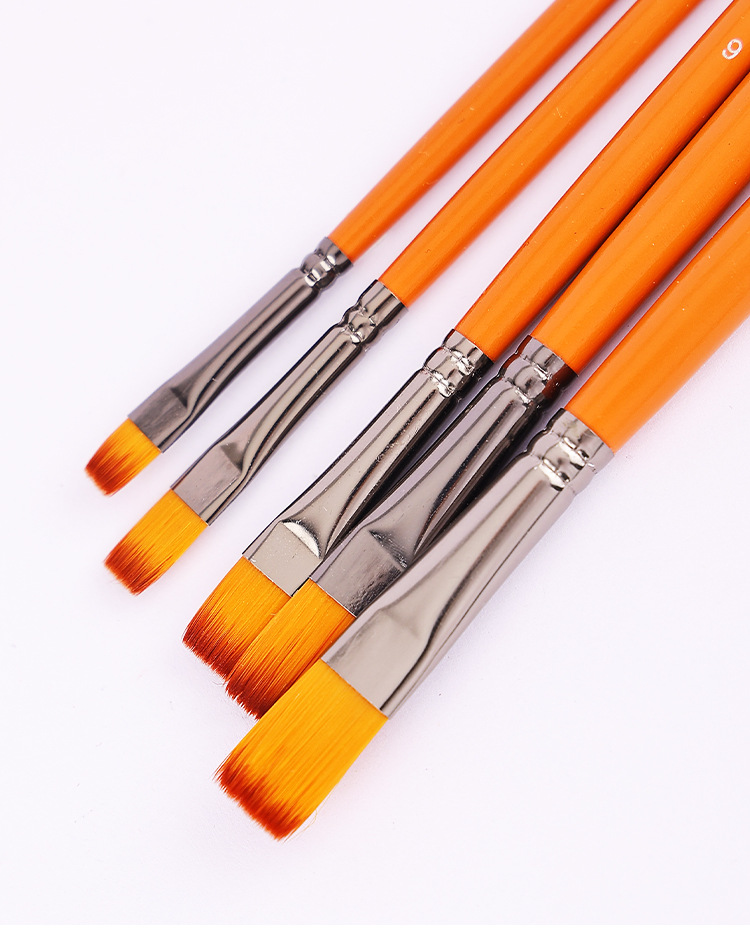博艺宣五支装木质橙光数字油画笔学生尼龙绘画套装水粉丙烯油画笔详情27
