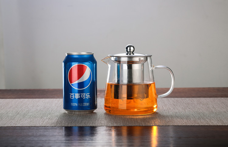 厂家批发高硼硅耐热玻璃茶壶透明功夫茶具泡茶壶不锈钢过滤花茶壶详情13