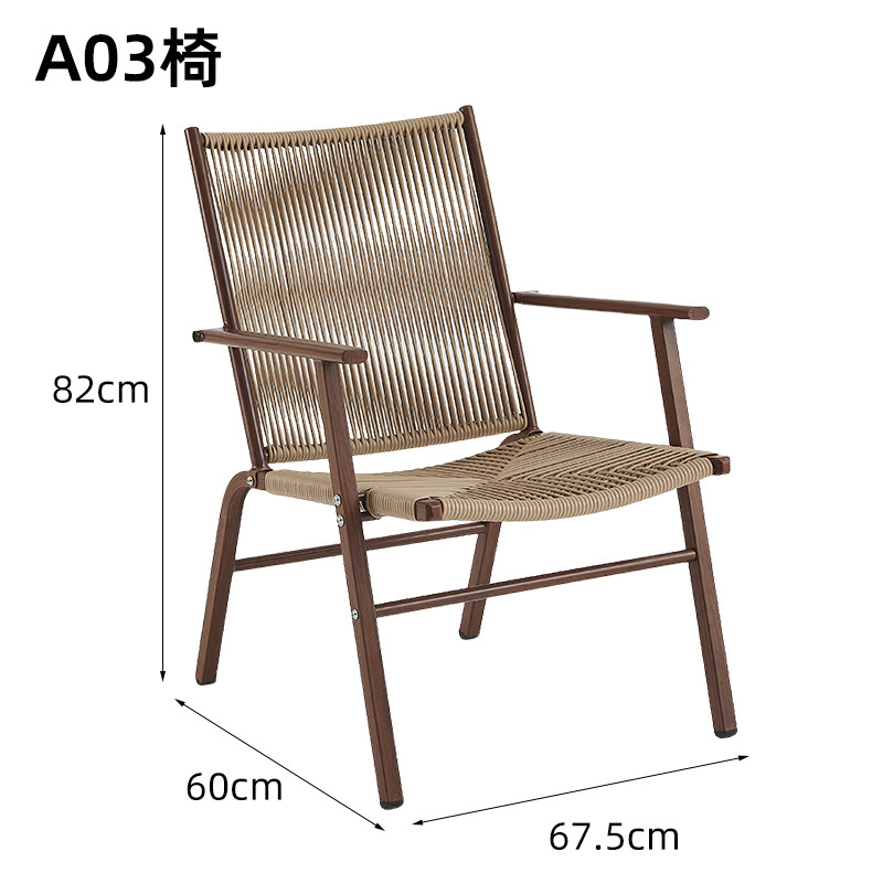 Wholesale courtyard and small garden ironwork rattan chairs, outdoor balcony leisure rattan chairs, three-piece sets, combination restaurant stall chairs, rattan chairs, garden tables pic 8
