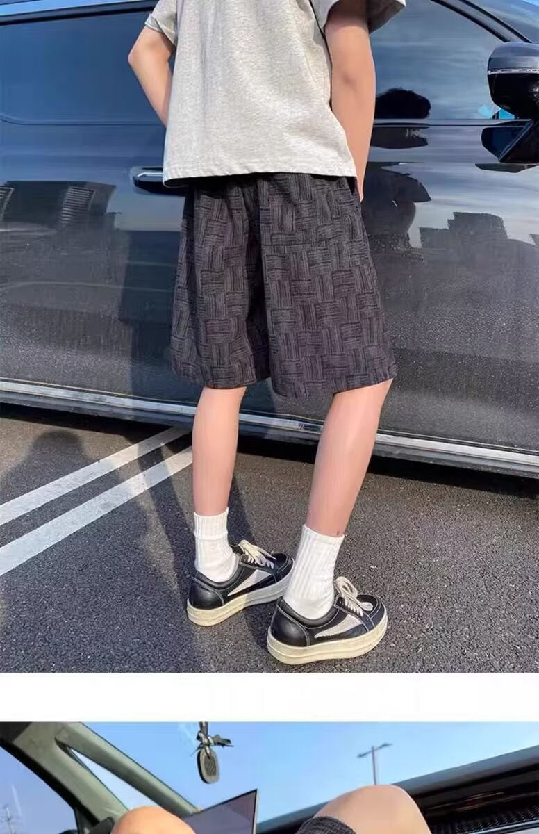 条纹休闲短裤男夏季潮流外穿宽松直筒中裤男款日系大码五分裤子男详情13