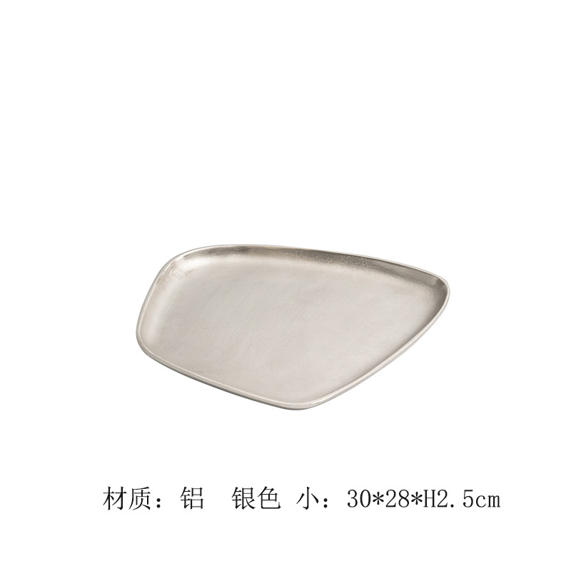 印度进口铝制银色不规则浅边水果盘零食坚果收纳托盘茶盘摆件装饰详情29