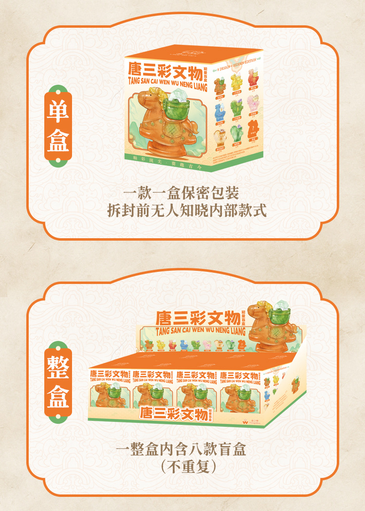 Tang Sancai cultural relics energy blind box, cartoon trendy toys, crystal design, resin handicrafts, ornaments, table ornaments, blind box pic 6