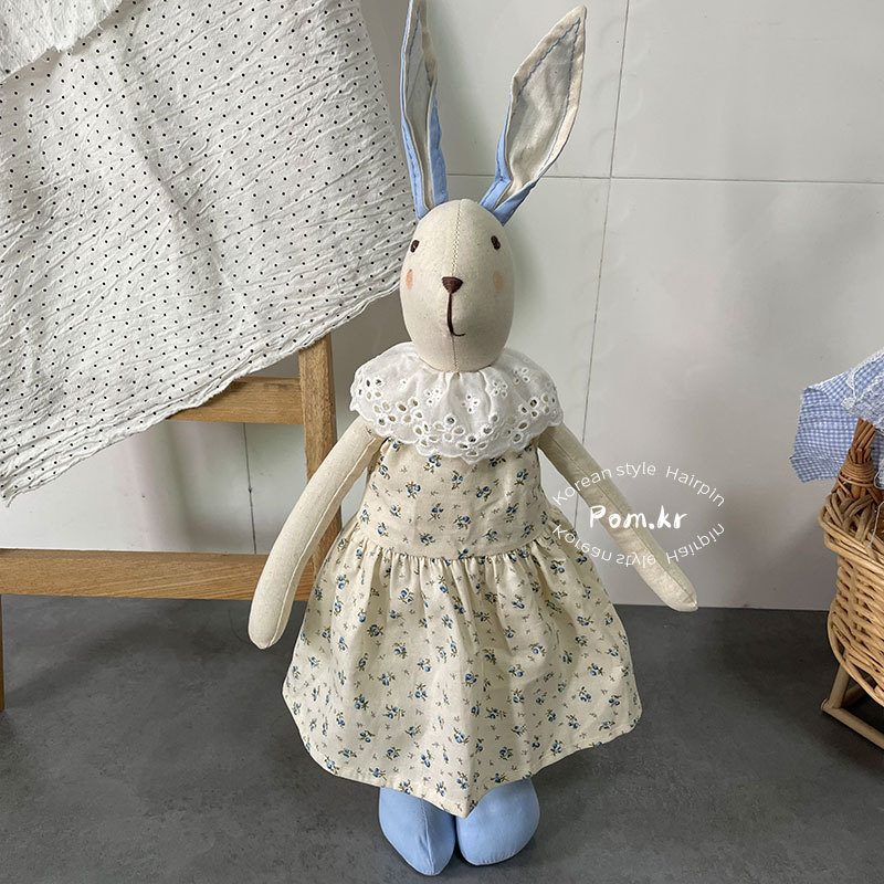 新款韩系可爱站立兔兔玩偶手工穿衣棉麻居家摆件儿童安抚玩偶礼物详情9