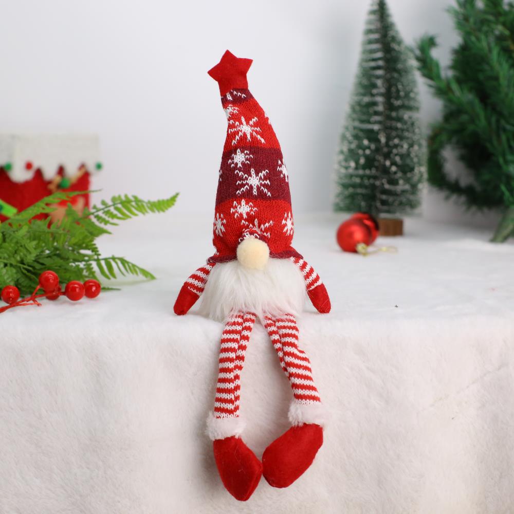 Christmas Decorations: Cross-border Christmas dwarf dolls, glowing knitted long and short legs, faceless ornaments, in red, green and gray. In stock pic 6