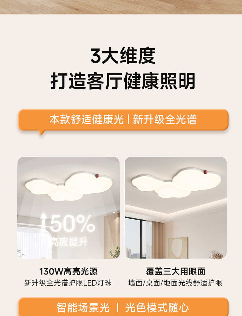 新中法式奶油风客厅吸顶灯具全屋套装大厅护眼侘寂风创意奶豆主灯详情26