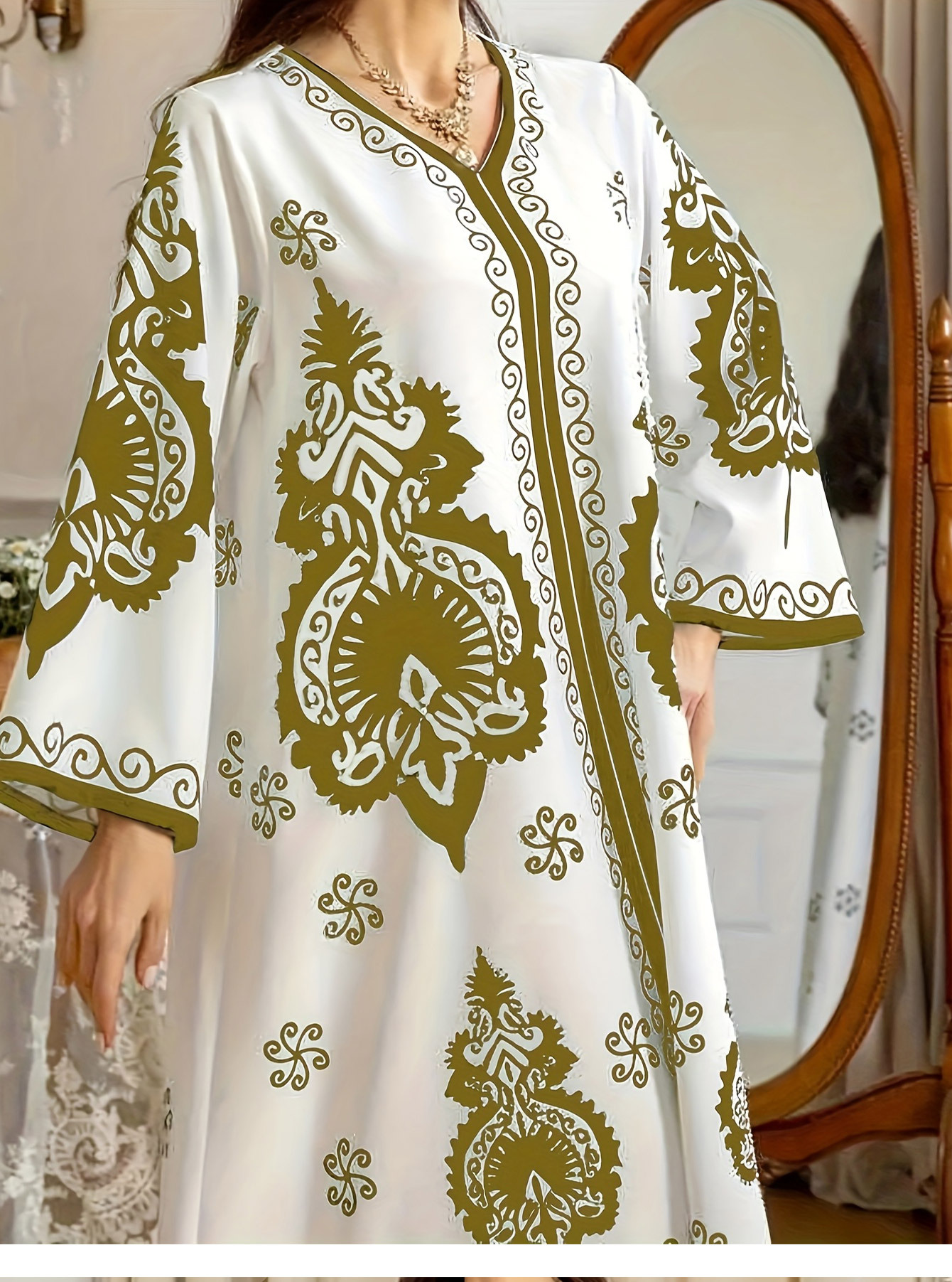 中东沙特阿拉伯长袍女装迪拜土耳其印尼旅游烫金大袍长裙详情6