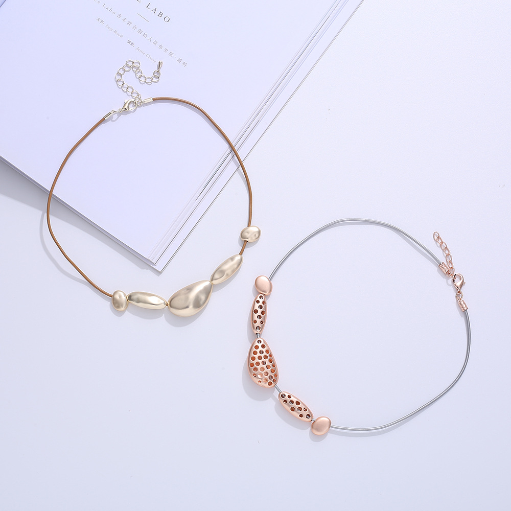 短项链亚马逊爆款跨境欧美精致几何形大气时尚镂空女士合金锁骨链详情10