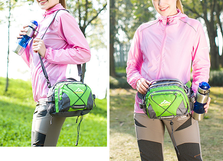The manufacturer sells Korean-style outdoor hiking waist bags, casual handbags, and single-shoulder travel waist bags with reflective strap designs pic 6