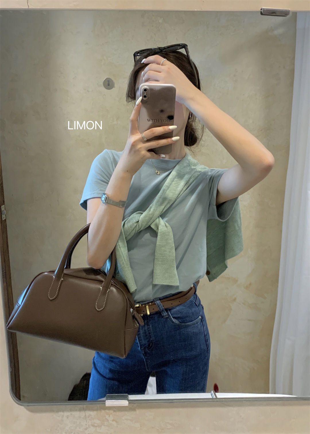 THE LEMON柠檬绿茶正肩磨毛短袖t恤女2024秋季新款百搭上衣打底衫详情69