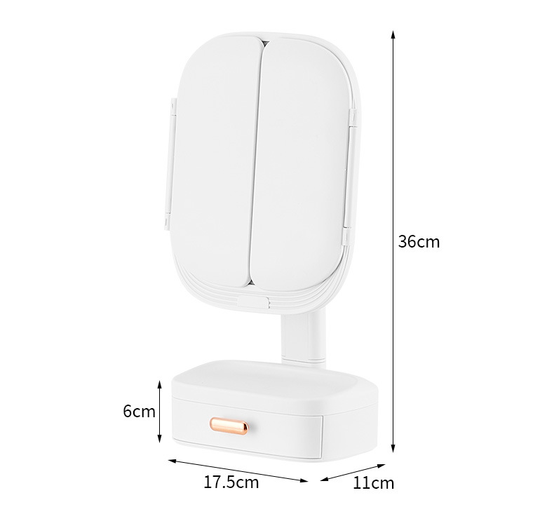 双开门LED化妆镜台式桌面镜子带灯光补光学生宿舍充电发光梳妆镜详情11