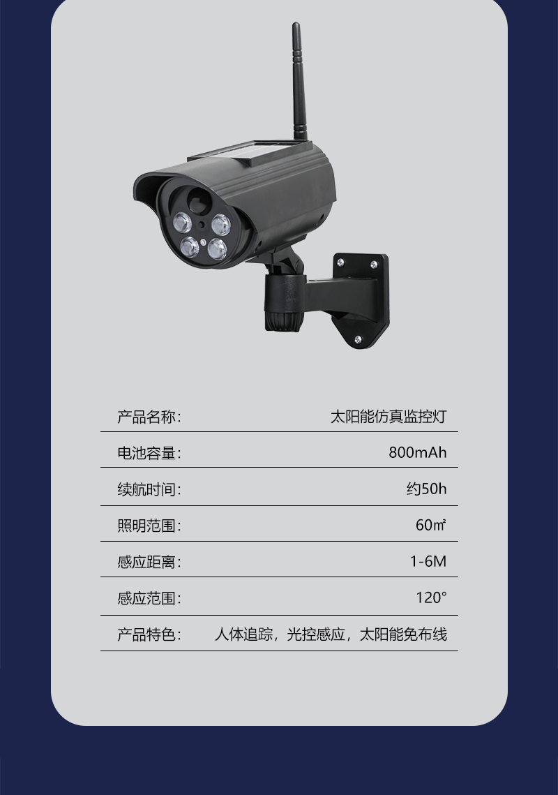 Cross-border new solar lamp, simulation camera lamp, waterproof sensor rotating fake surveillance camera, wall lamp and street lamp pic 10