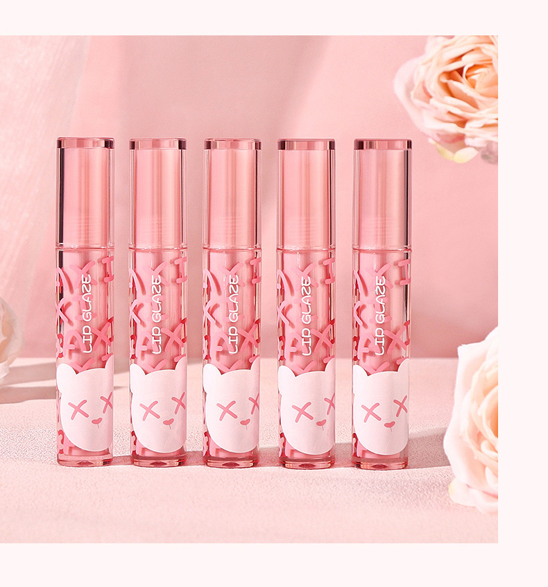 baxi Peach Pink Bear Water Light Mirror Lip Gloss is easy to apply and does not smudge. It is a moisturizing velvet nude pseudo-natural lipstick pic 16