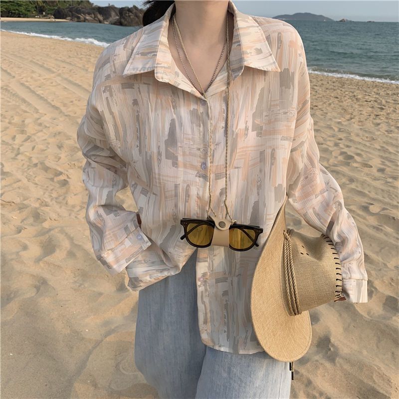 扎染长袖防晒衬衫女夏季薄款设计感小众别致吊带详情4