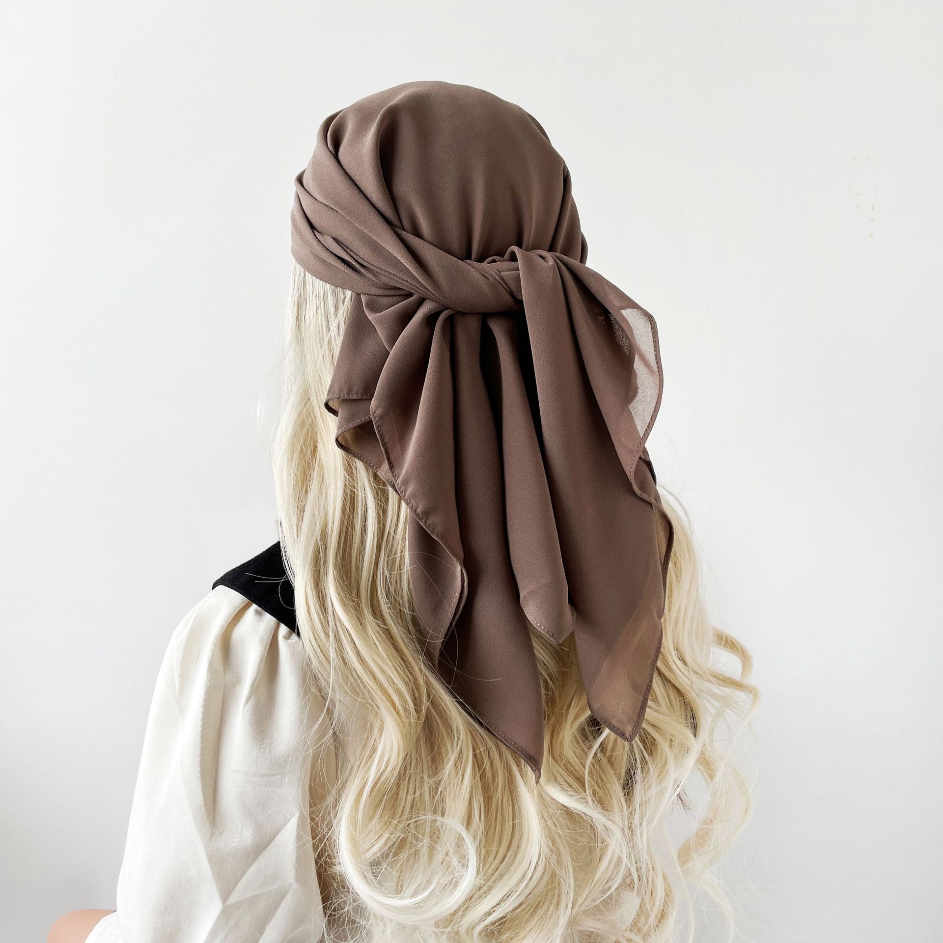 Pañuelo de seda monocolor de verano 90 gasa perla pañuelo de color sólido malay hijab asia sudoriental pañuelo de mujer cubierta hui pic 18