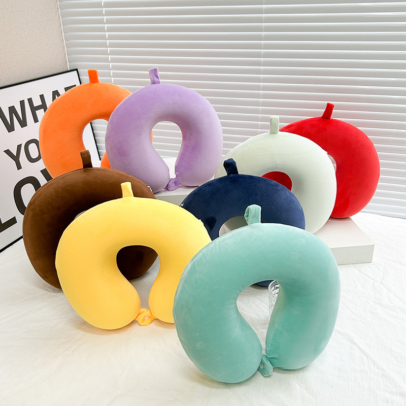 Solid-colored portable travel pillow for both men and women, simple and plain latex sleeping wonder, soft and slow rebound headrest wholesale pic 3