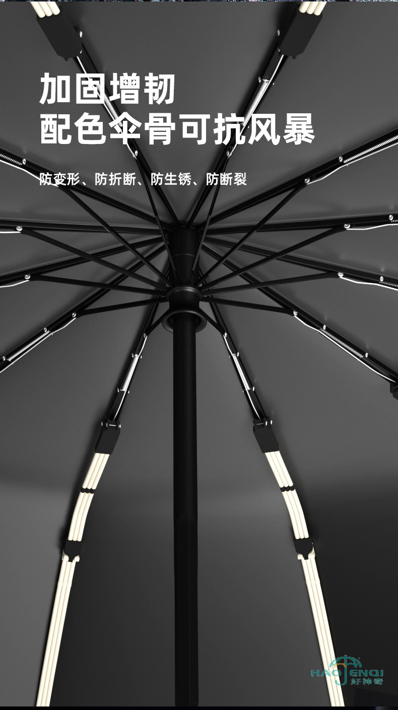 工厂批发加大男士自动雨伞自动伞晴雨伞加大加厚加固太阳伞遮阳伞详情7