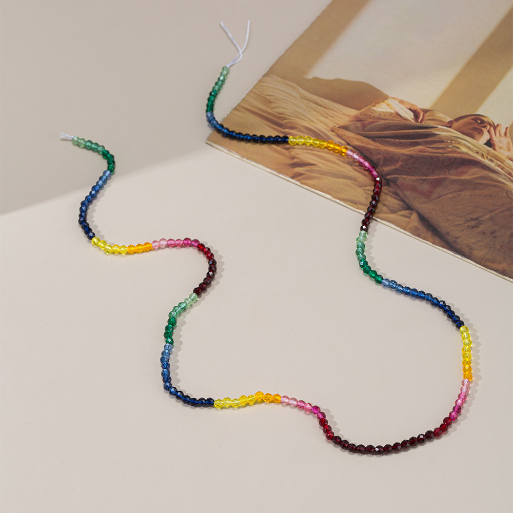 跨境爆款3mm彩色切面玻璃串珠手工DIY半成品配件项链饰品材料详情2