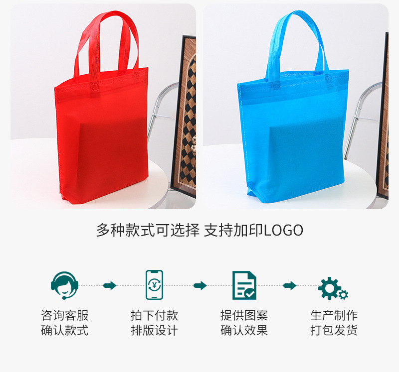 无纺布袋定制空白无纺布超市手提覆膜购物袋广告宣传环保袋印logo详情4
