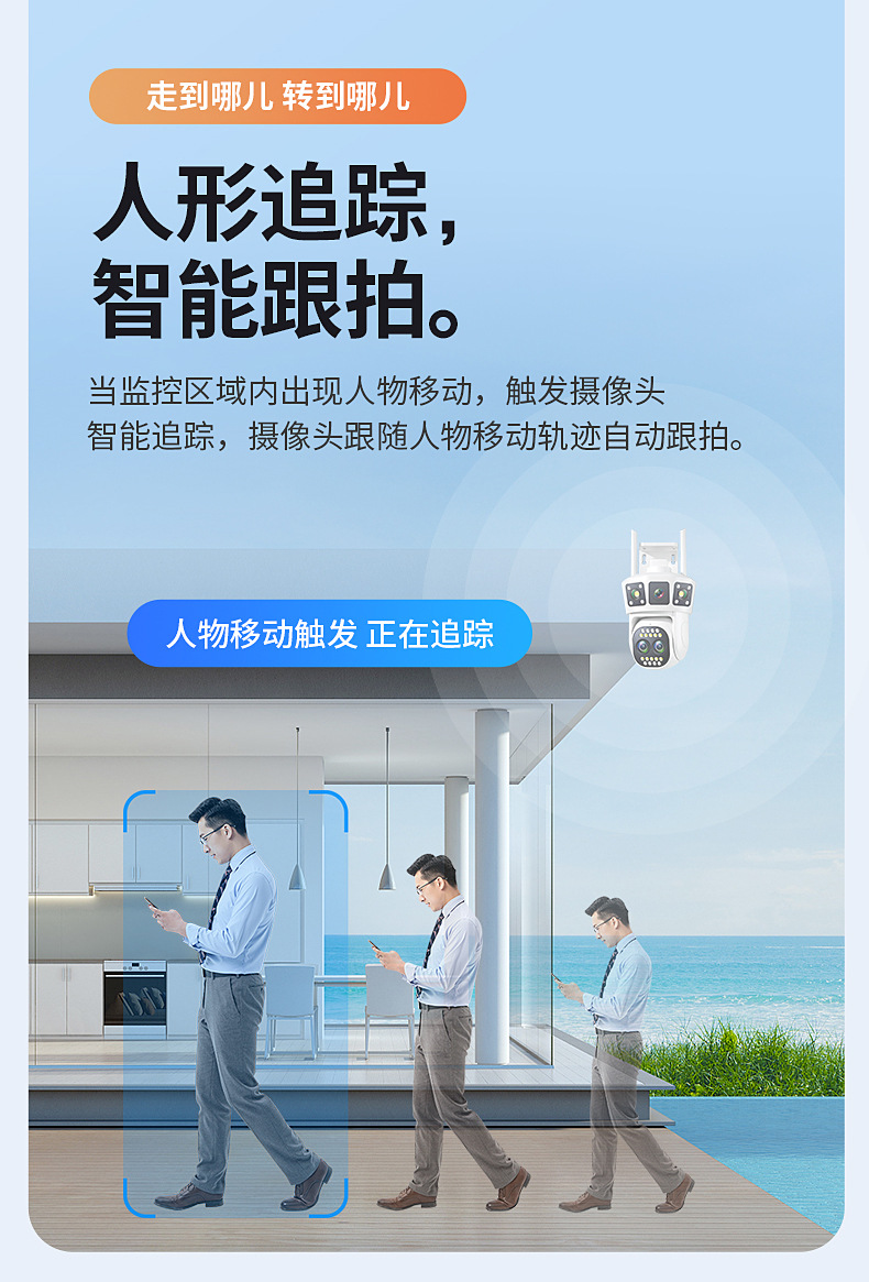 无线摄像头监控双画面家用夜视高清360全景4G远程wifi室外监控器详情21