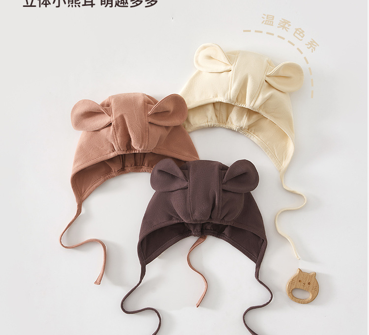 婴儿帽秋冬款纯棉新生婴幼儿春秋护卤门帽A类无骨宝宝可爱胎帽详情8