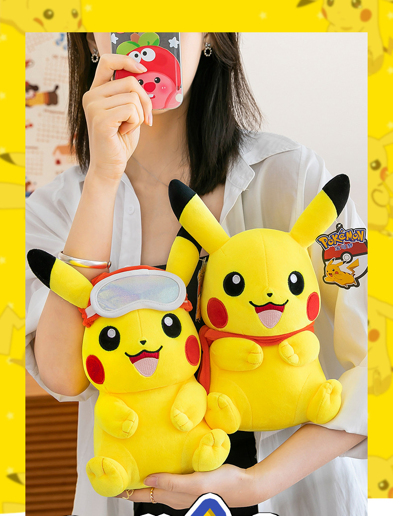 Authentic ski series Pikachu plush toys, Pokemon Pikachu elf dolls, as a gift for children pic 1