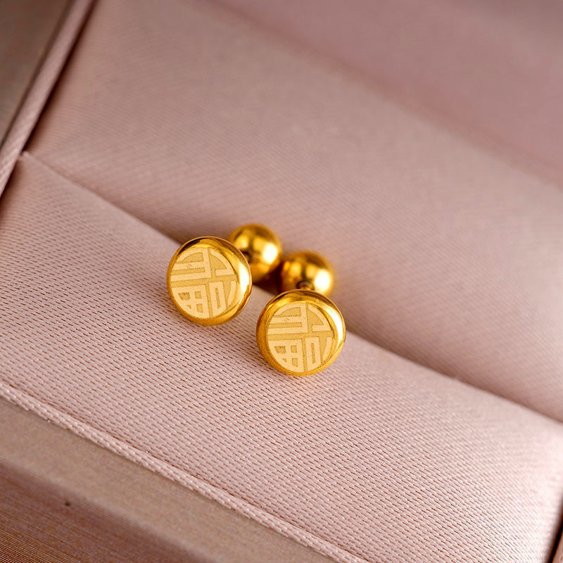 2022新款钛钢福字耳钉精致小巧螺丝拧扣耳骨钉不掉色百搭简约耳饰详情22