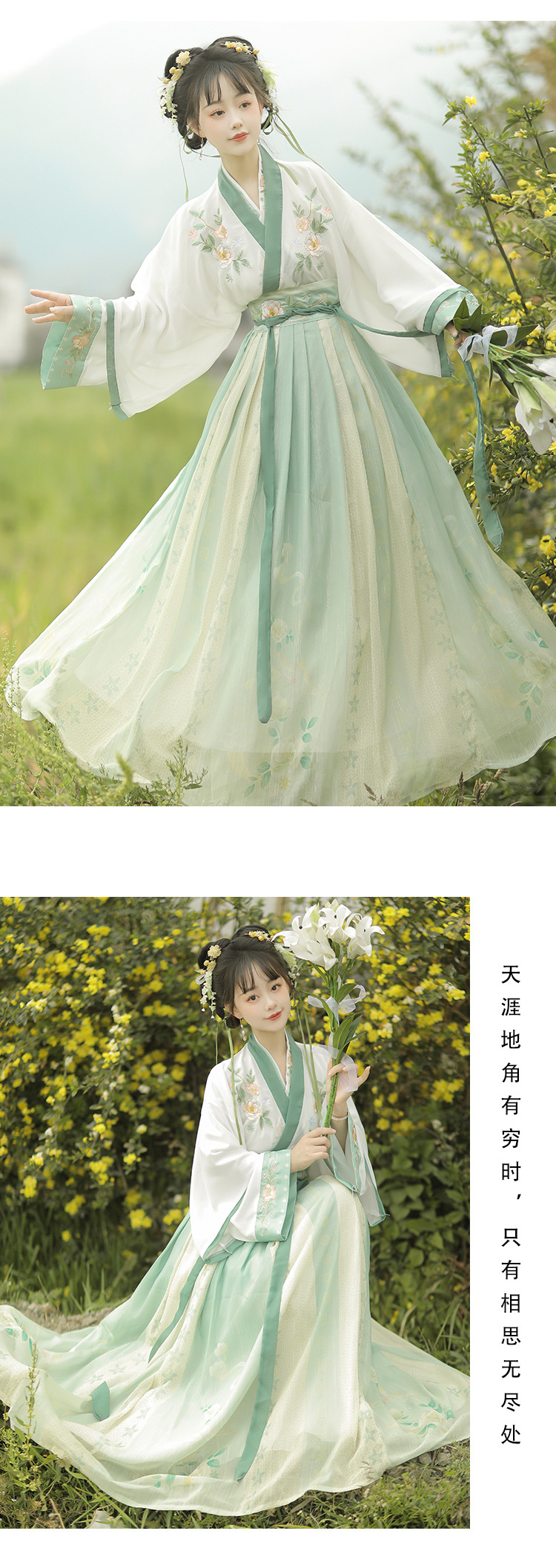 国潮-刺绣成人汉服女晋制飘逸齐腰襦裙中国风日常春秋款详情10