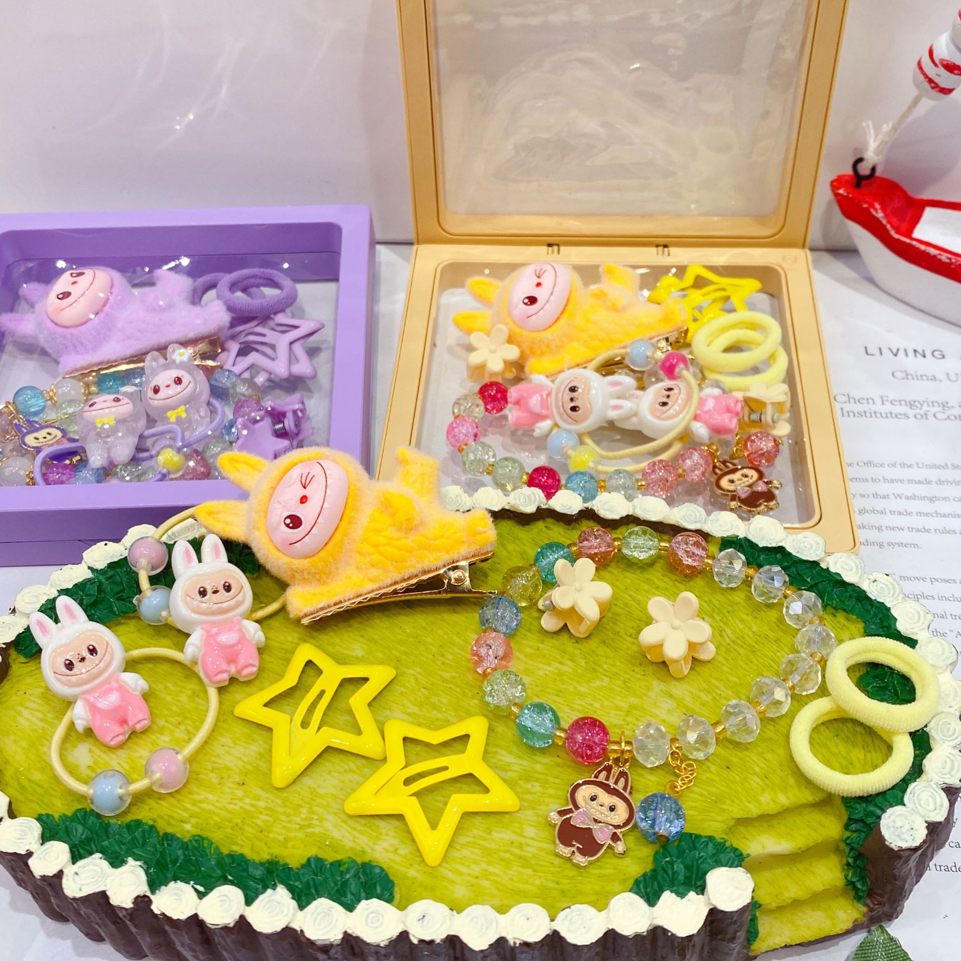 新款哒布布水晶手链卡通皮筋发夹饰品套装可爱少女心装扮时尚精品详情20