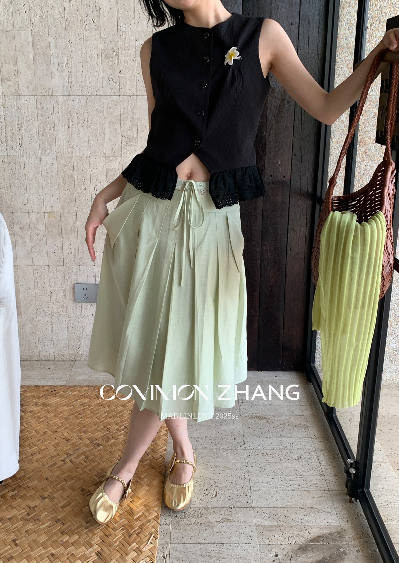 CZ ZHANG Summer French lace-up waist Tencel solid color low-waist A-line pleated skirt B22859 pic 27