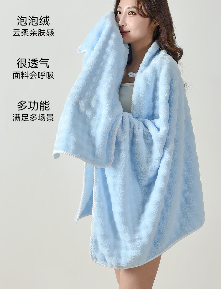 Wholesale of cross-border bubble fleece bath towels, thickened and enlarged coral fleece towels, absorbent and soft face towel sets pic 3