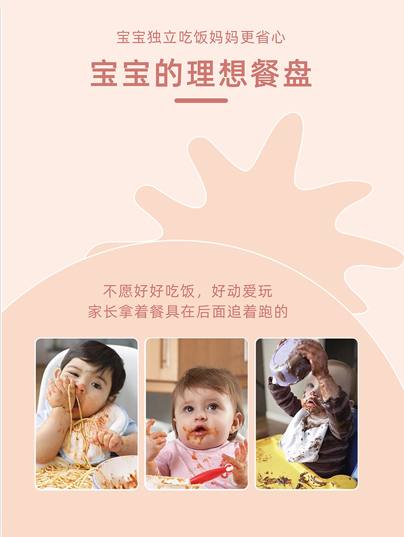 宝宝卡通可爱餐盘儿童辅食训练餐具分格餐盘母婴食品级用品 批发详情8