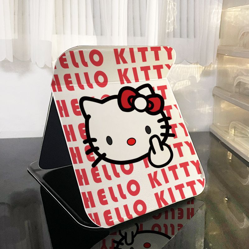 KT猫镜子可爱桌面折叠化妆镜卧室宿舍学生随时便携式无边框台式镜详情11