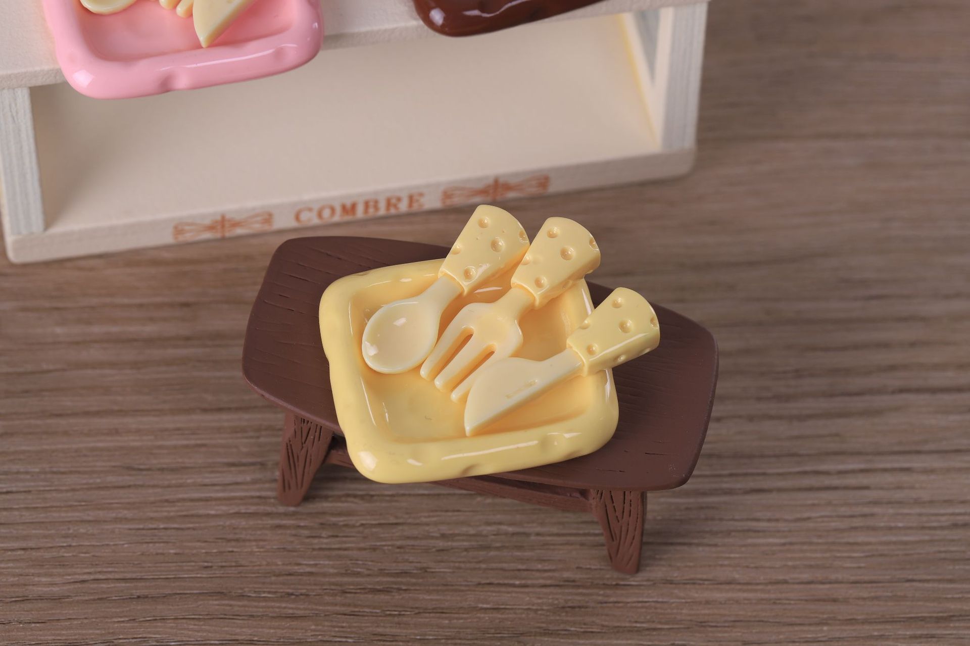 diy simulation food toys, cheese knives, forks, spoons, plates, miniature scene ornaments, keychains, resin jewelry accessories pic 8