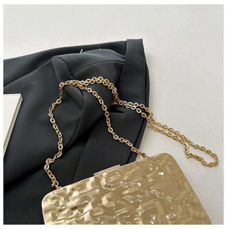 晚宴包金属2024夏季新款盒子女包链条单肩斜挎包褶皱跨镜女手机包详情77