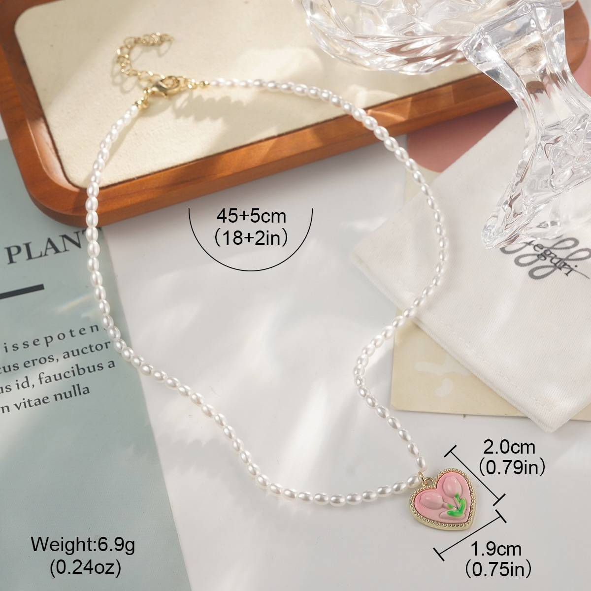 Candy-colored heart-shaped beaded necklace, summer dopamine smiling face heart-shaped collarbone chain, colorful color-blocking niche sweater chain pic 41