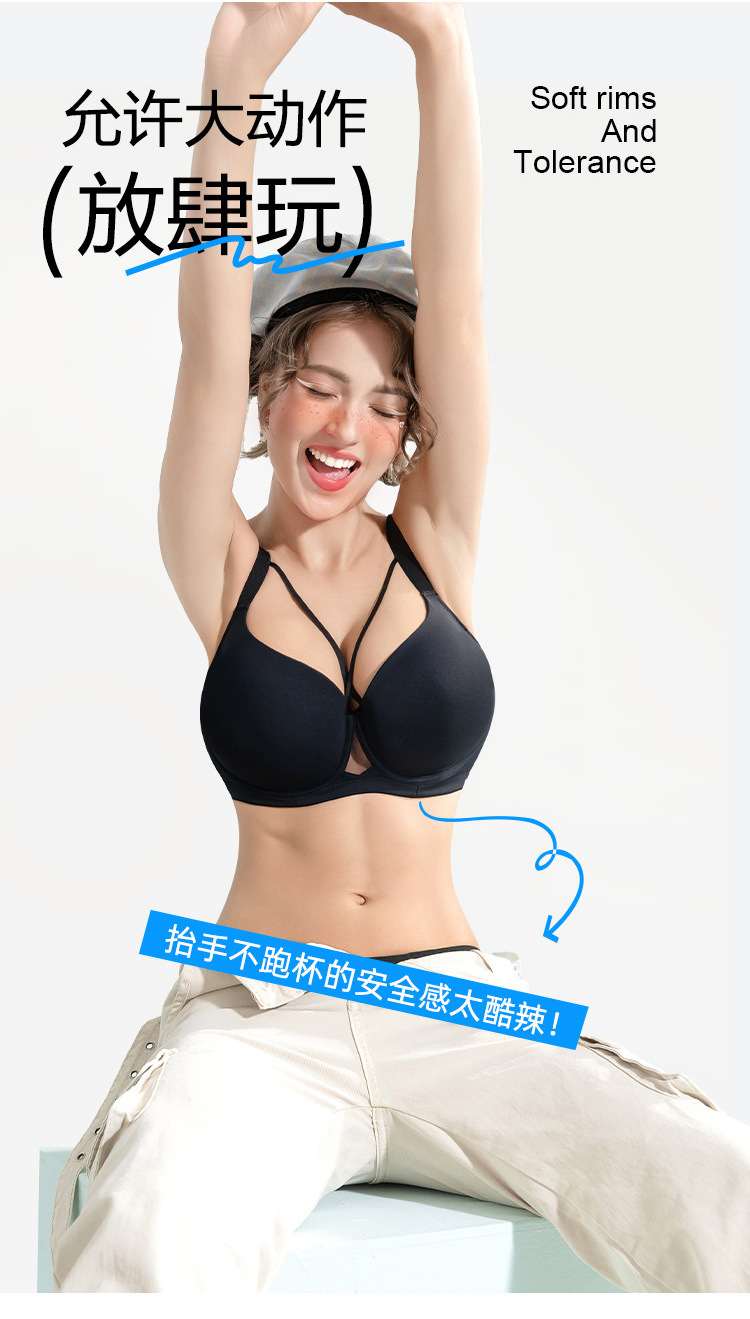 跨境大码mm无痕内衣女大胸显大聚拢收副乳上托薄款性感文胸罩详情8