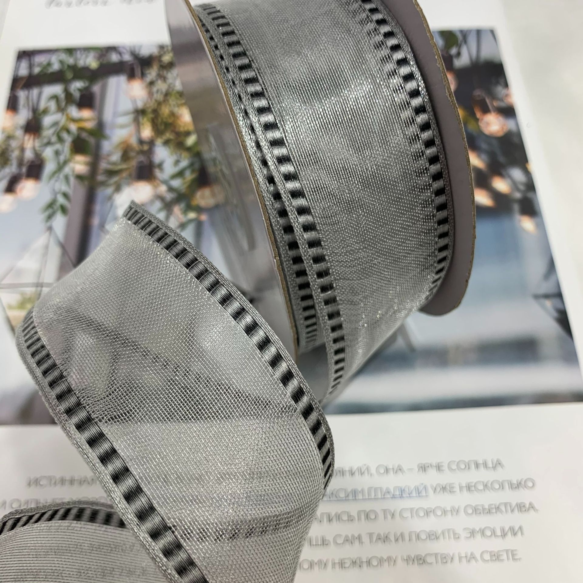 香槟色金银圣诞树装饰织带 铁丝边礼品袋包装丝带 圣诞节点缀装饰带详情3