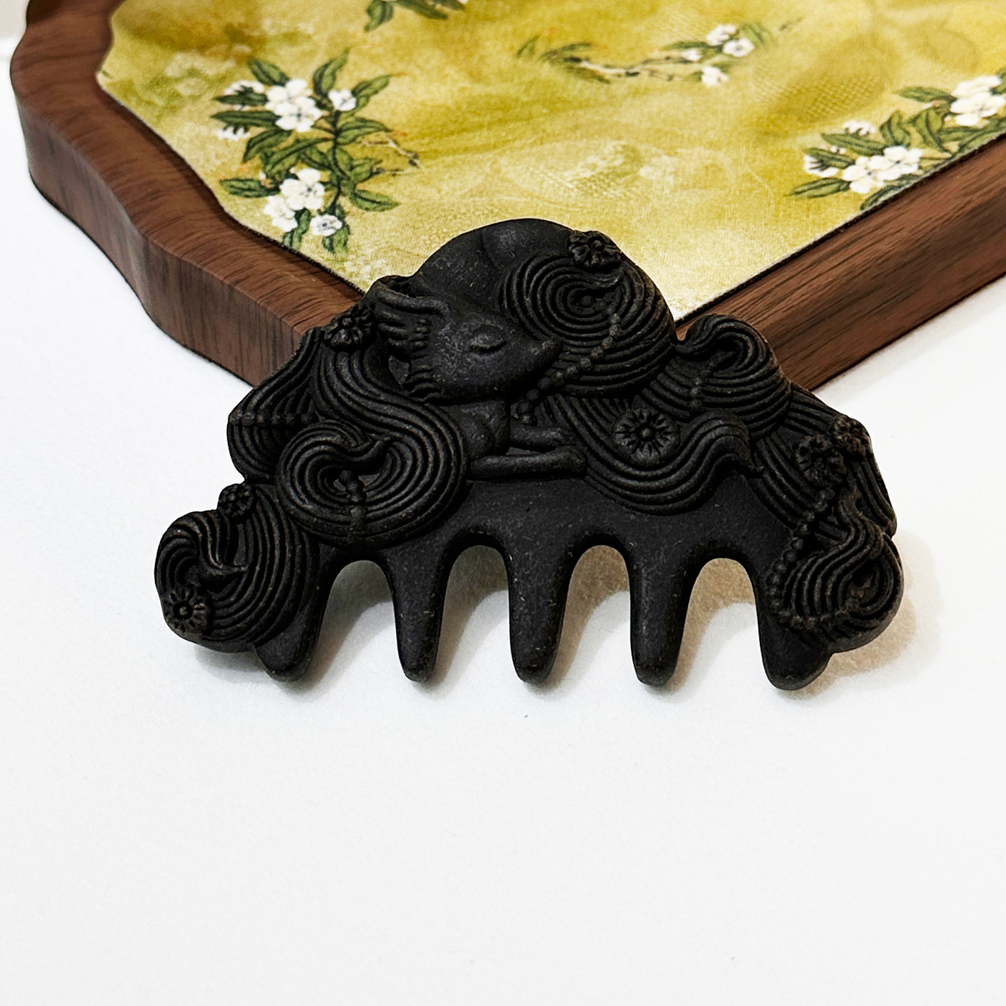 合香珠爆款何首乌按摩梳天然中药养发草药梳工艺品礼品木质梳子批发详情17