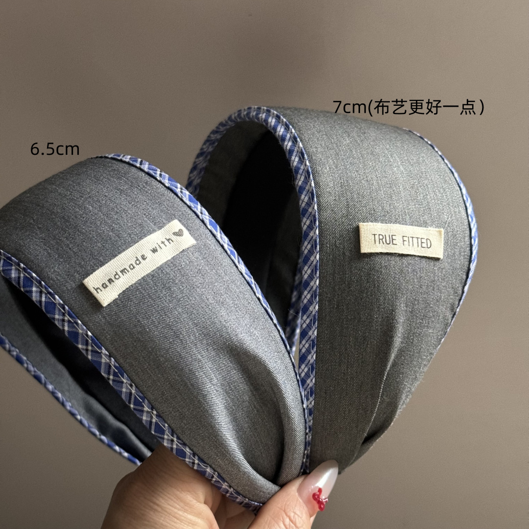 甜美蓝格纹灰色发圈少女复古蕾丝布艺大肠圈方巾马尾头绳发饰新款详情8