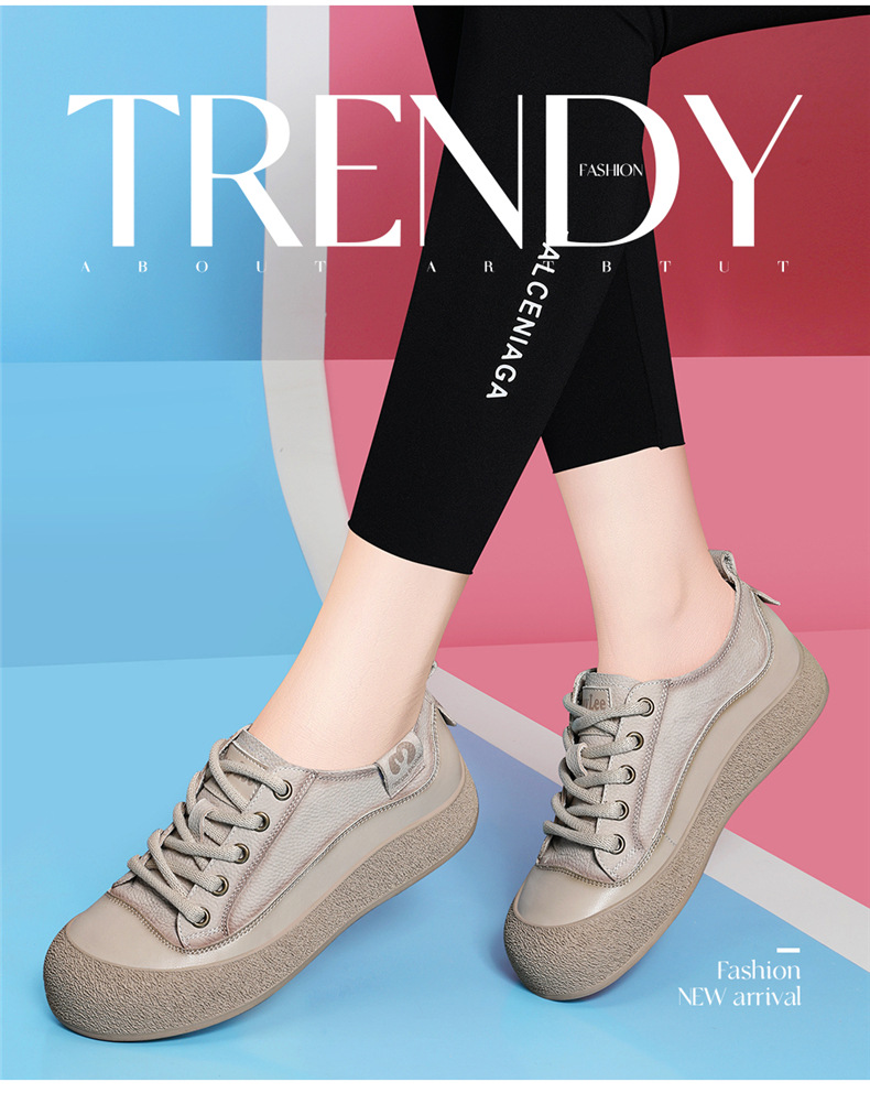 头层牛皮休闲真皮运动鞋女2025新款春秋复古板鞋潮鞋旅游鞋百搭详情3